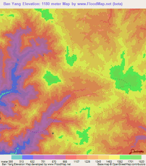 Ban Yang,Thailand Elevation Map