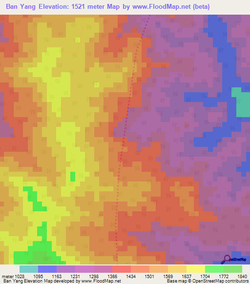 Ban Yang,Thailand Elevation Map