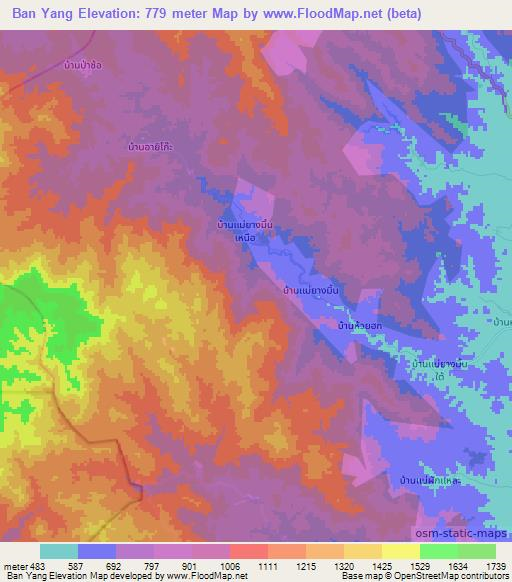Ban Yang,Thailand Elevation Map