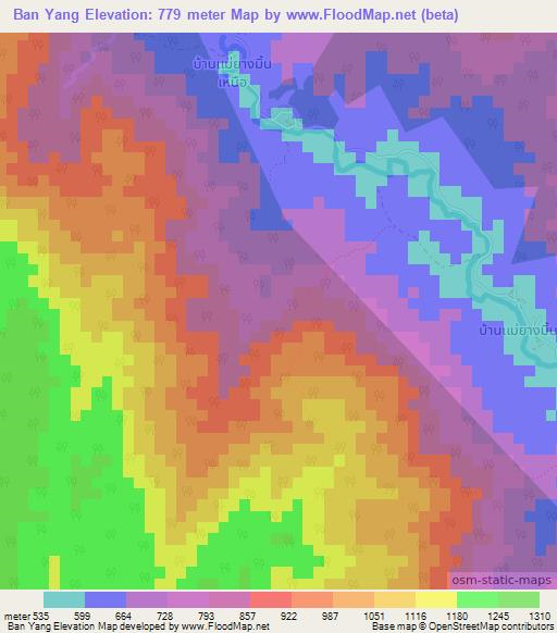 Ban Yang,Thailand Elevation Map