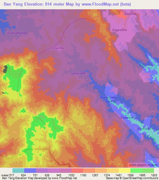 Ban Yang,Thailand Elevation Map