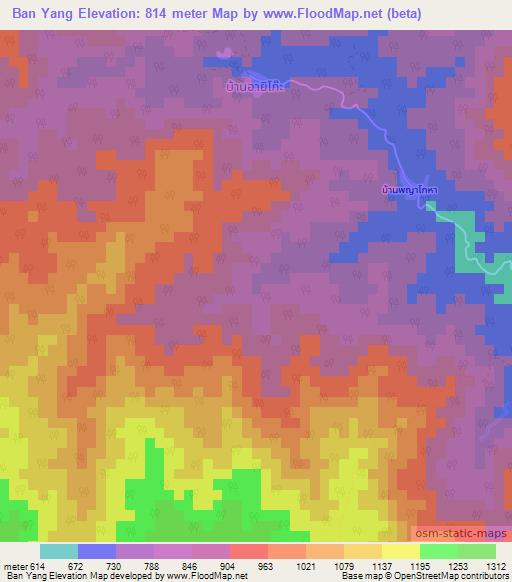 Ban Yang,Thailand Elevation Map