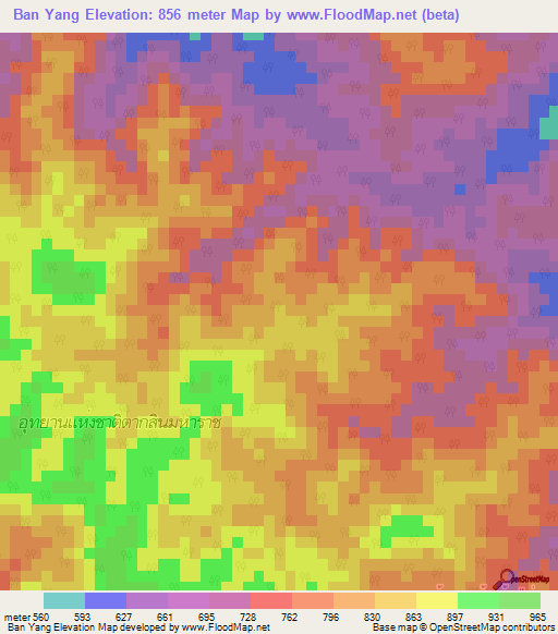 Ban Yang,Thailand Elevation Map