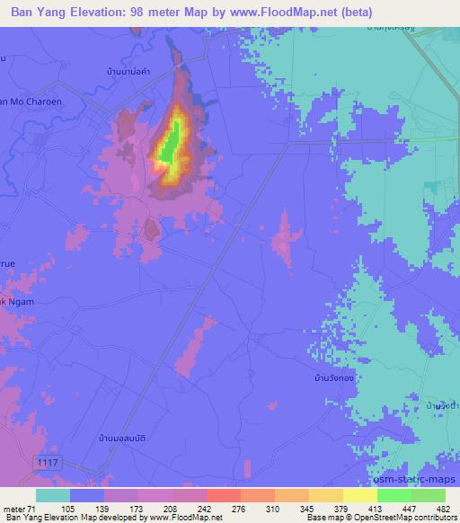 Ban Yang,Thailand Elevation Map