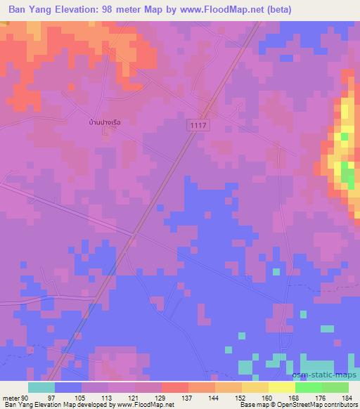 Ban Yang,Thailand Elevation Map