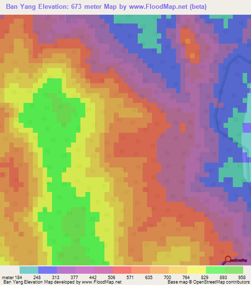 Ban Yang,Thailand Elevation Map