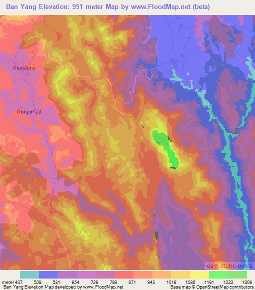 Ban Yang,Thailand Elevation Map