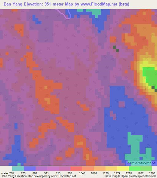 Ban Yang,Thailand Elevation Map