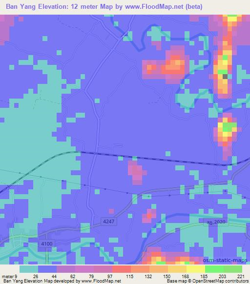 Ban Yang,Thailand Elevation Map