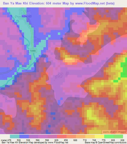 Ban Ya Mae Khi,Thailand Elevation Map