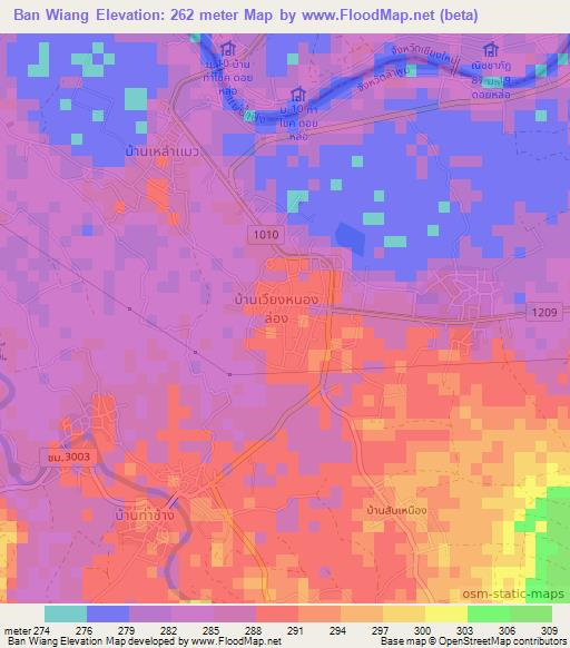 Ban Wiang,Thailand Elevation Map