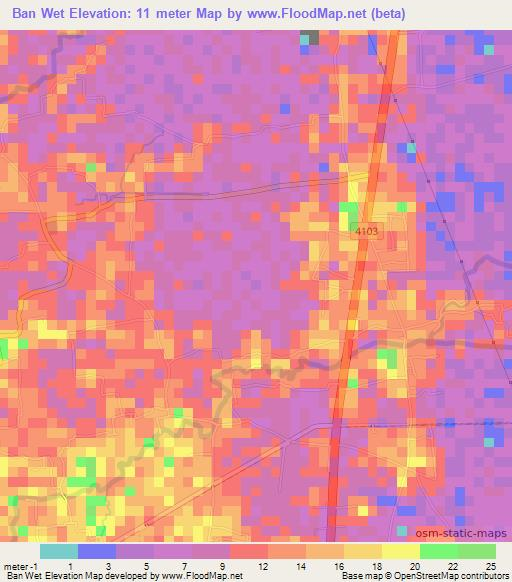 Ban Wet,Thailand Elevation Map