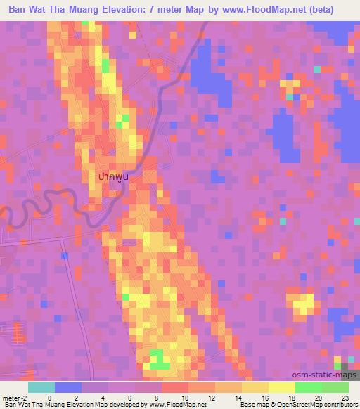 Ban Wat Tha Muang,Thailand Elevation Map