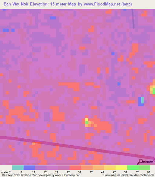 Ban Wat Nok,Thailand Elevation Map