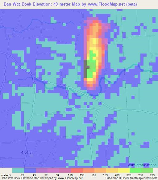 Ban Wat Boek,Thailand Elevation Map
