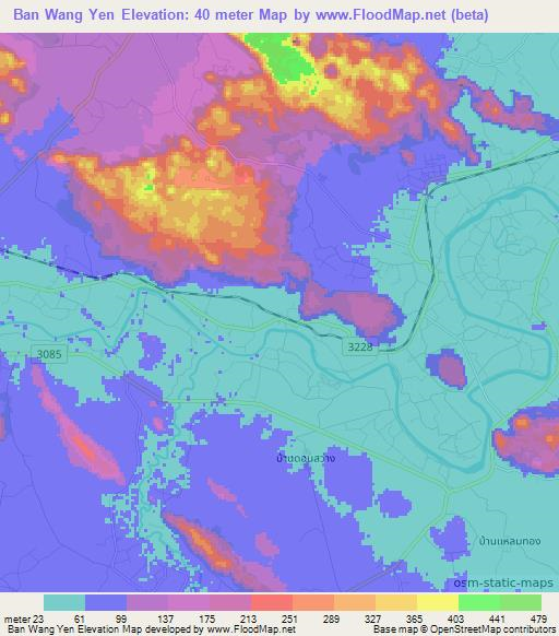 Ban Wang Yen,Thailand Elevation Map