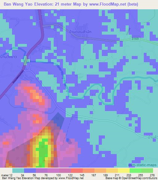 Ban Wang Yao,Thailand Elevation Map