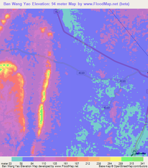 Ban Wang Yao,Thailand Elevation Map