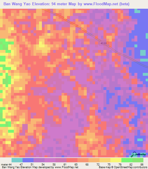 Ban Wang Yao,Thailand Elevation Map