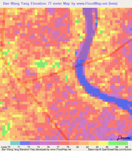 Ban Wang Yang,Thailand Elevation Map