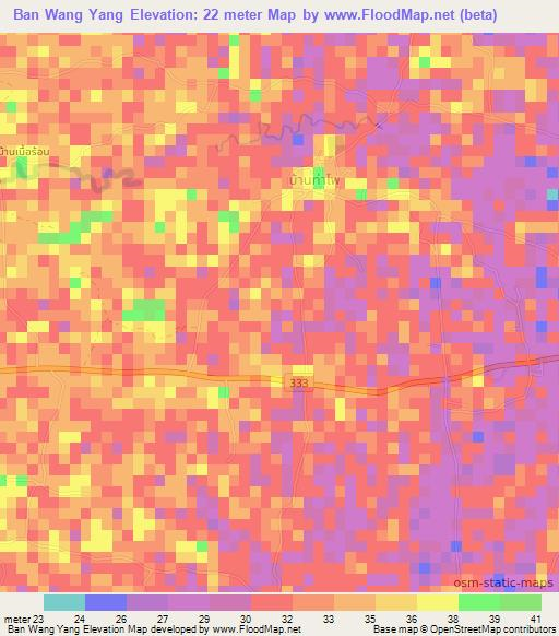 Ban Wang Yang,Thailand Elevation Map