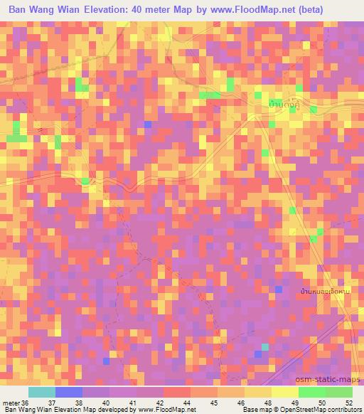 Ban Wang Wian,Thailand Elevation Map