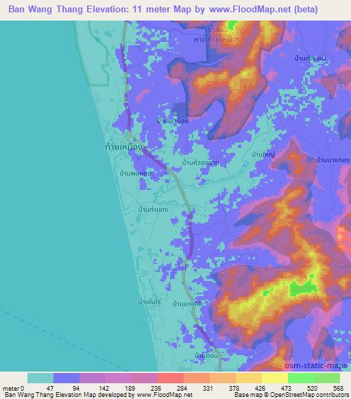 Ban Wang Thang,Thailand Elevation Map