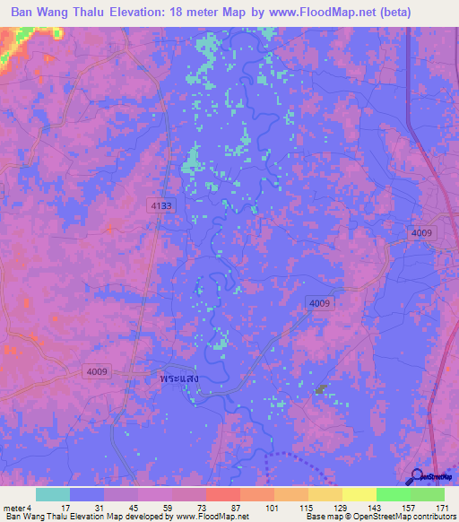 Ban Wang Thalu,Thailand Elevation Map