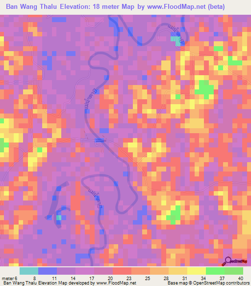 Ban Wang Thalu,Thailand Elevation Map