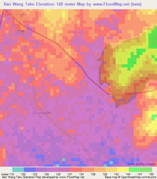 Ban Wang Taku,Thailand Elevation Map