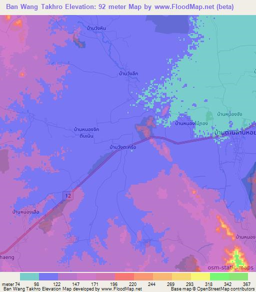 Ban Wang Takhro,Thailand Elevation Map