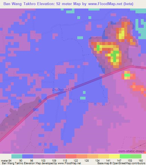 Ban Wang Takhro,Thailand Elevation Map