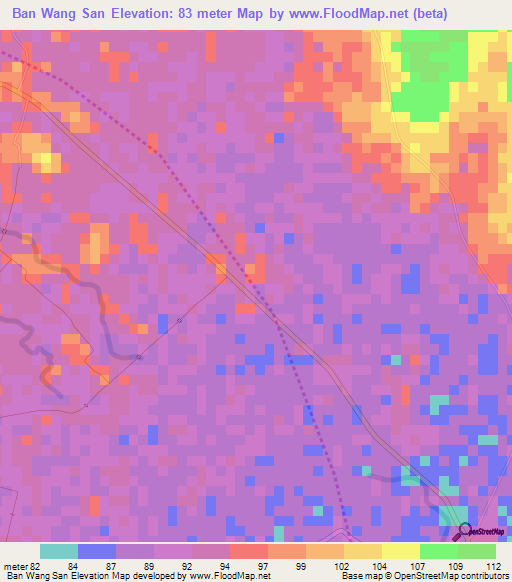 Ban Wang San,Thailand Elevation Map