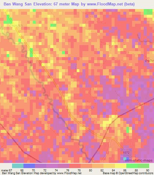 Ban Wang San,Thailand Elevation Map