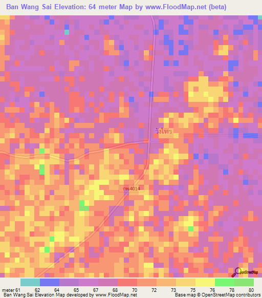 Ban Wang Sai,Thailand Elevation Map