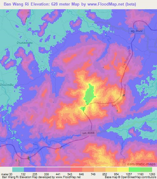 Ban Wang Ri,Thailand Elevation Map
