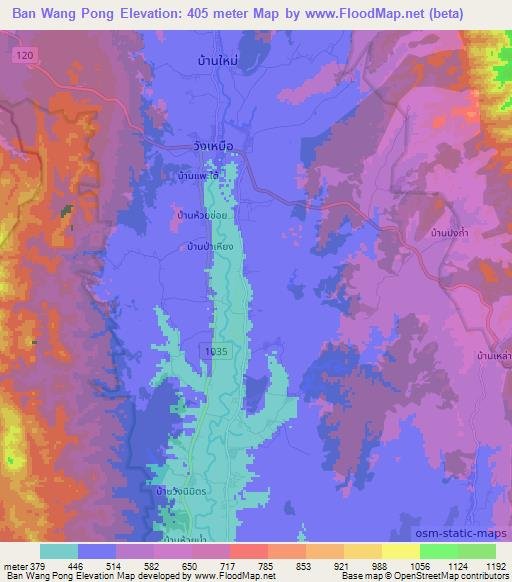 Ban Wang Pong,Thailand Elevation Map