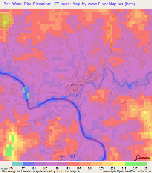Ban Wang Pha,Thailand Elevation Map