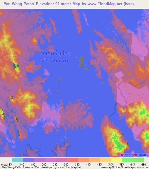 Ban Wang Patho,Thailand Elevation Map
