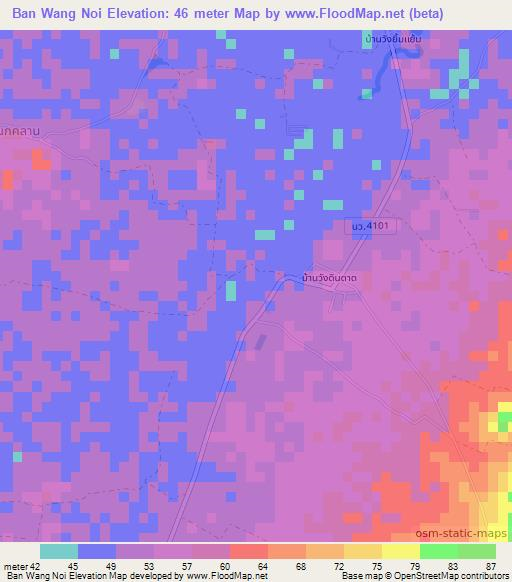 Ban Wang Noi,Thailand Elevation Map
