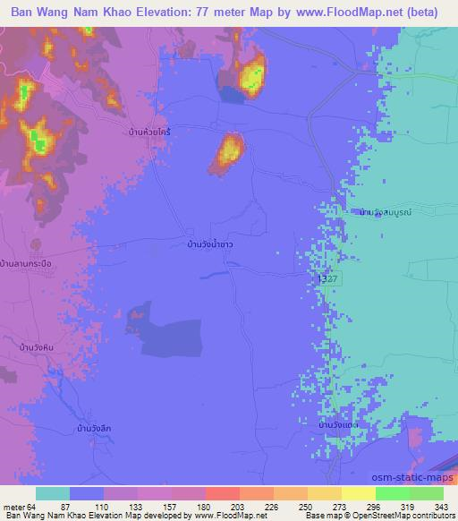 Ban Wang Nam Khao,Thailand Elevation Map