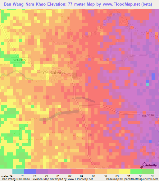 Ban Wang Nam Khao,Thailand Elevation Map