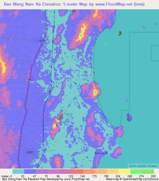 Ban Wang Nam Ka,Thailand Elevation Map