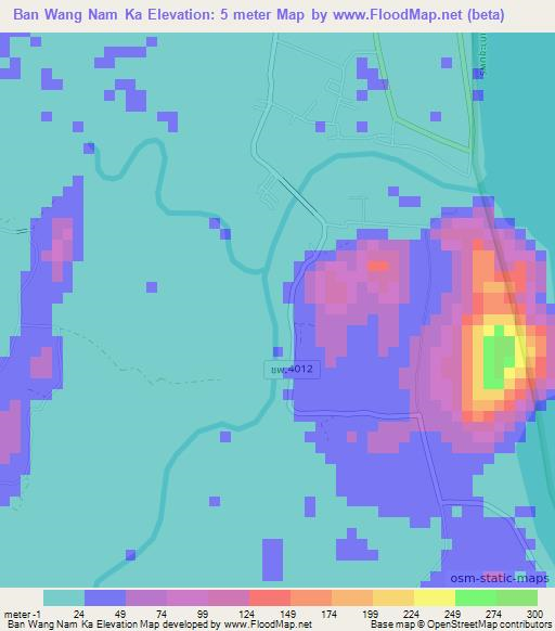 Ban Wang Nam Ka,Thailand Elevation Map