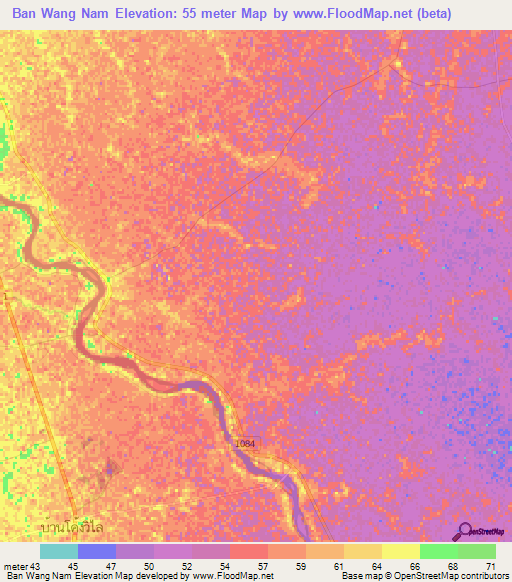 Ban Wang Nam,Thailand Elevation Map