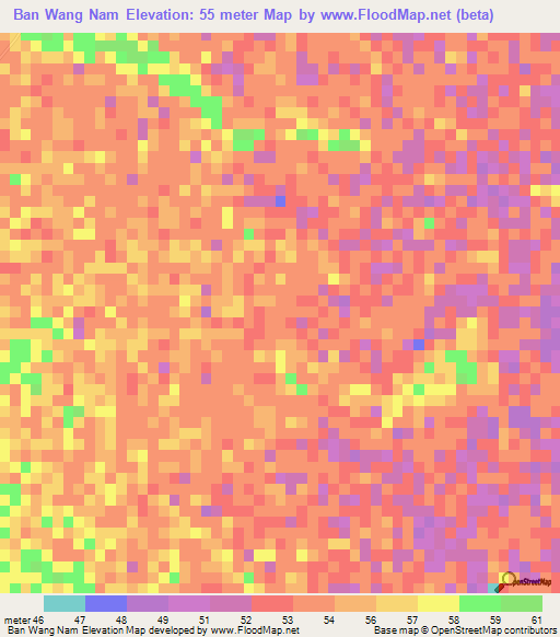 Ban Wang Nam,Thailand Elevation Map