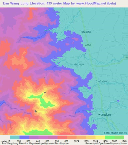 Ban Wang Lung,Thailand Elevation Map