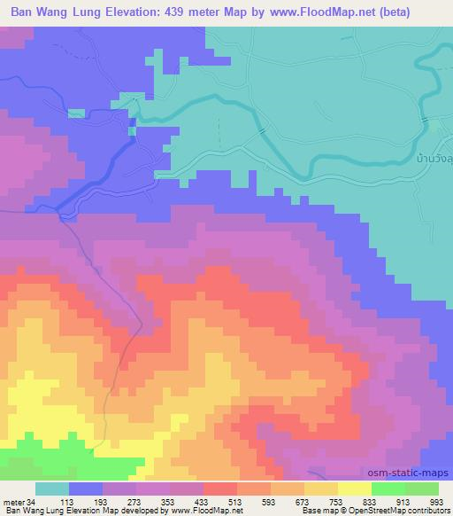 Ban Wang Lung,Thailand Elevation Map