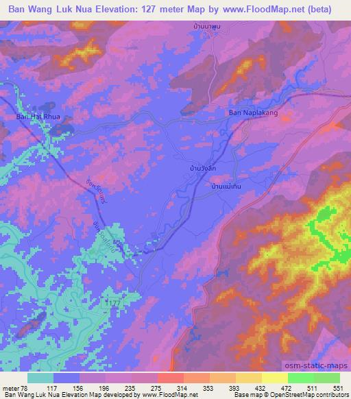 Ban Wang Luk Nua,Thailand Elevation Map