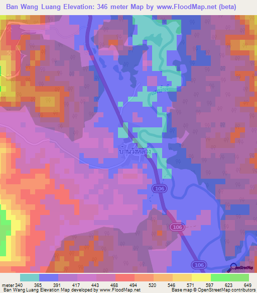Ban Wang Luang,Thailand Elevation Map
